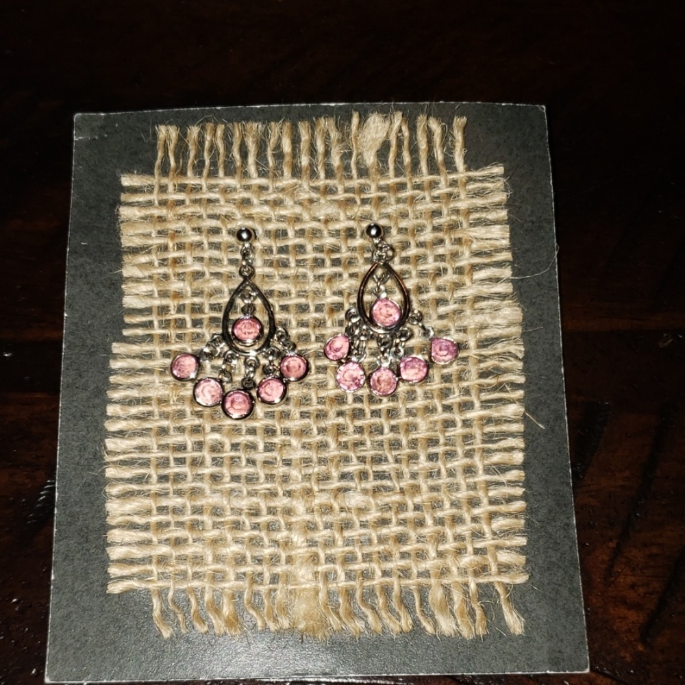 Monarch Jewelry Beaded Dangle Pink Stone Earrings